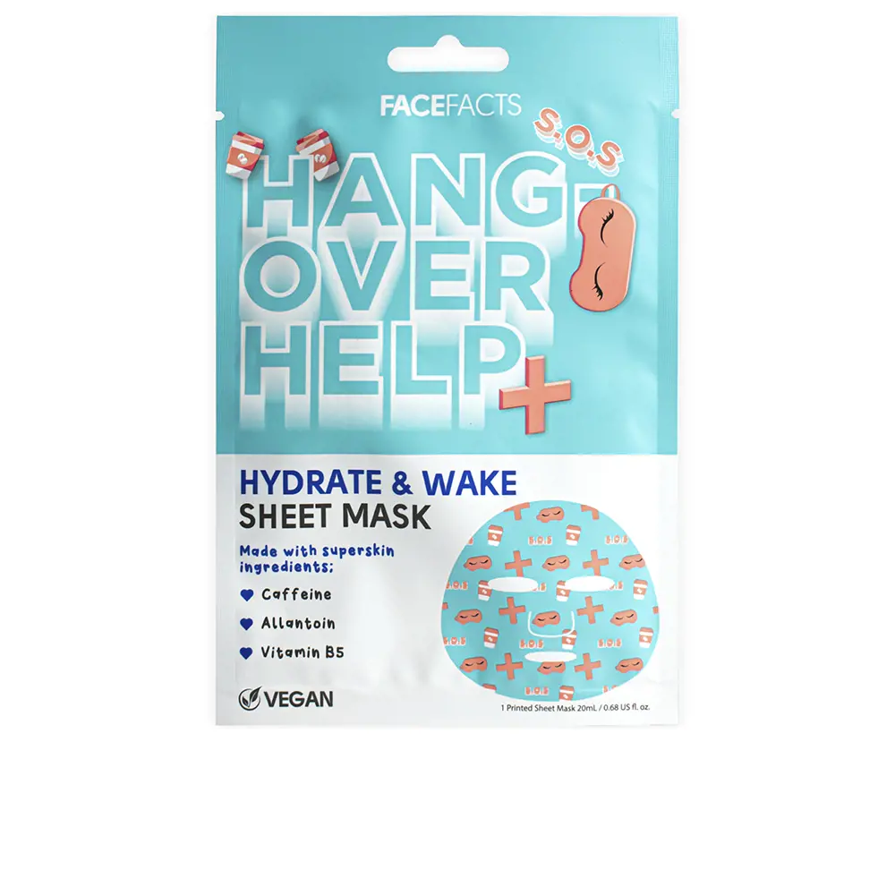 Mặt nạ hỗ trợ làm giảm triệu chứng say rượu Face Facts HANGOVER HELP+ 4 face facts hangover help sheet mask
