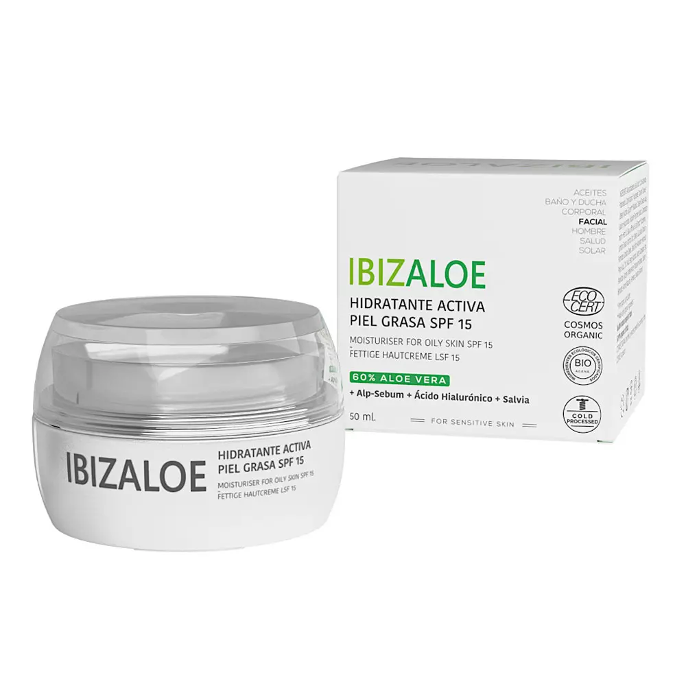 Kem dưỡng ẩm Ibizaloe cho da dầu SPF 15 6 ibizaloe ibizaloe hidratante activa piel grasa spf 15