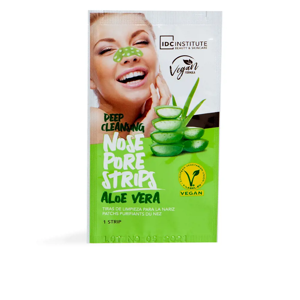 Băng keo lột mụn đầu đen mũi ALOE VERA Idc Institute 8 idc institute aloe vera nose pore strips