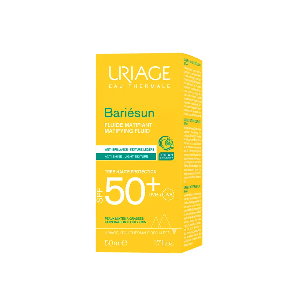 Uriage BARIÉSUN Fluido Mat SPF50+ Dành Cho Da Mụn 2 BARIÉSUN fluido mat SPF50+ piel acnéica Kem điều trị mụn trứng cá & loại bỏ đầu đen chính hãng Uriage