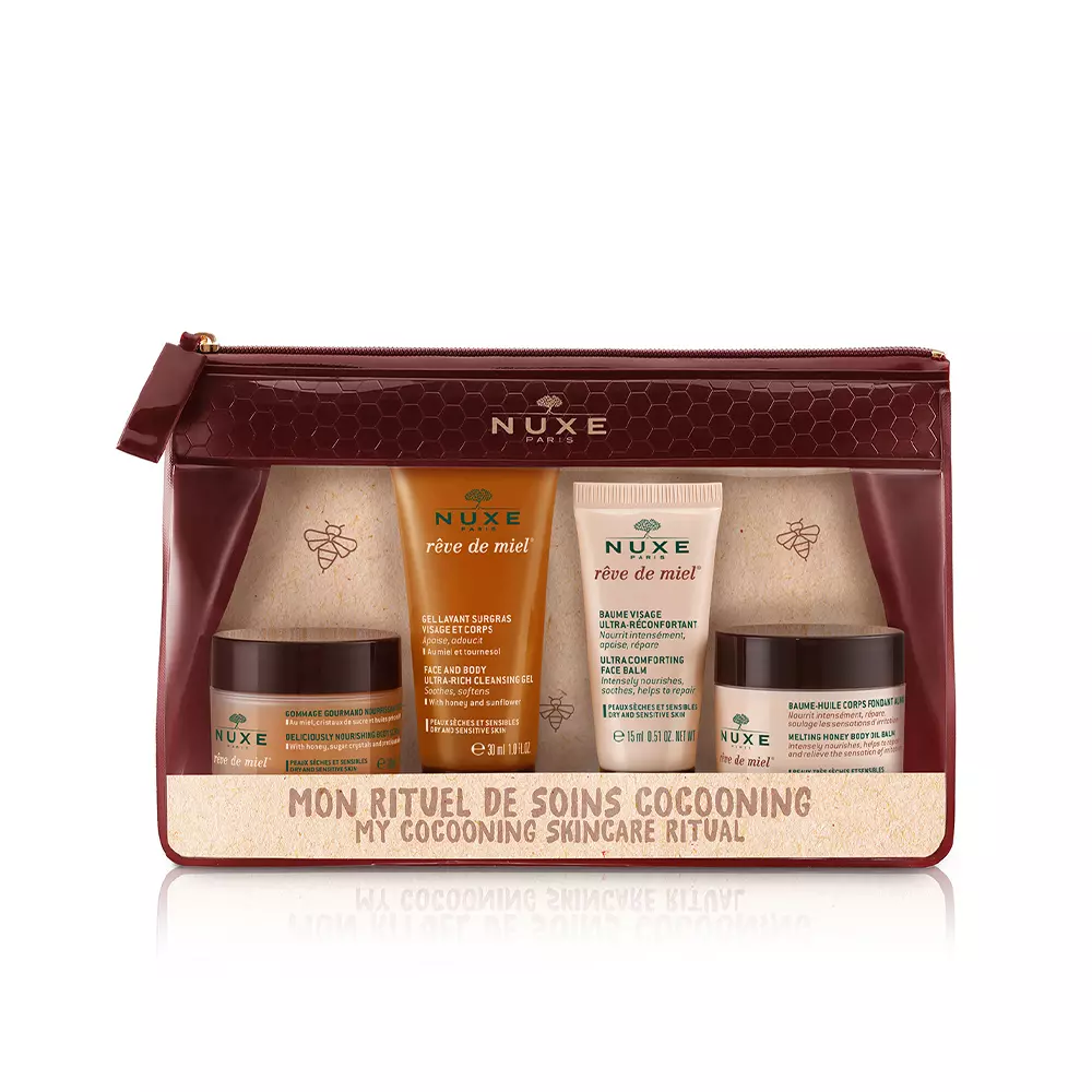 Bộ sản phẩm Nuxe RÊVE DE MIEL - Bộ Dưỡng Da Mật Ong 6 nuxe reve de miel mon rituel set