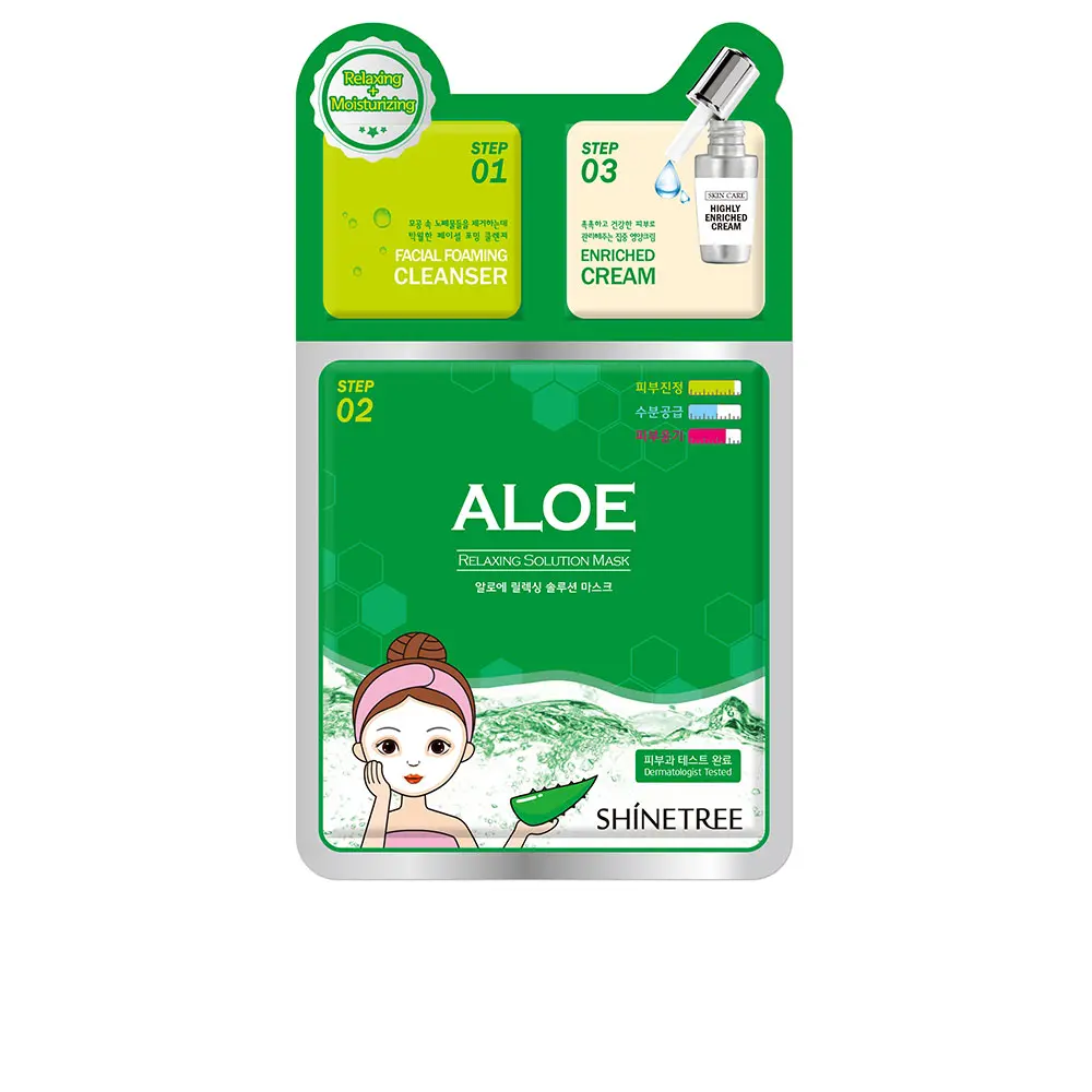 Mặt nạ giải stress 3 bước Shinetree ALOE 6 shinetree aloe relaxing solution mask 3 steps