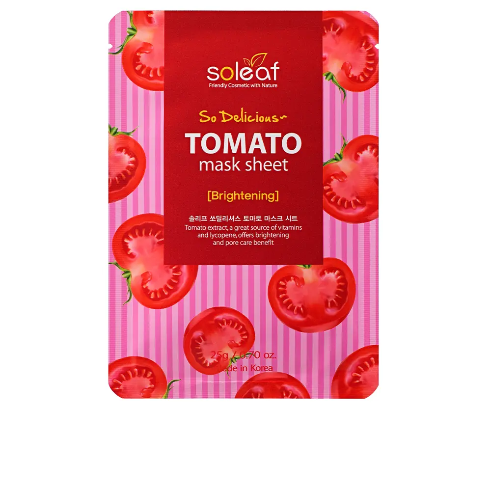Mặt nạ giấy làm sáng da Soleaf TOMATO hương vị tươi ngon 4 soleaf tomato brightening so deliciuos mask sheet