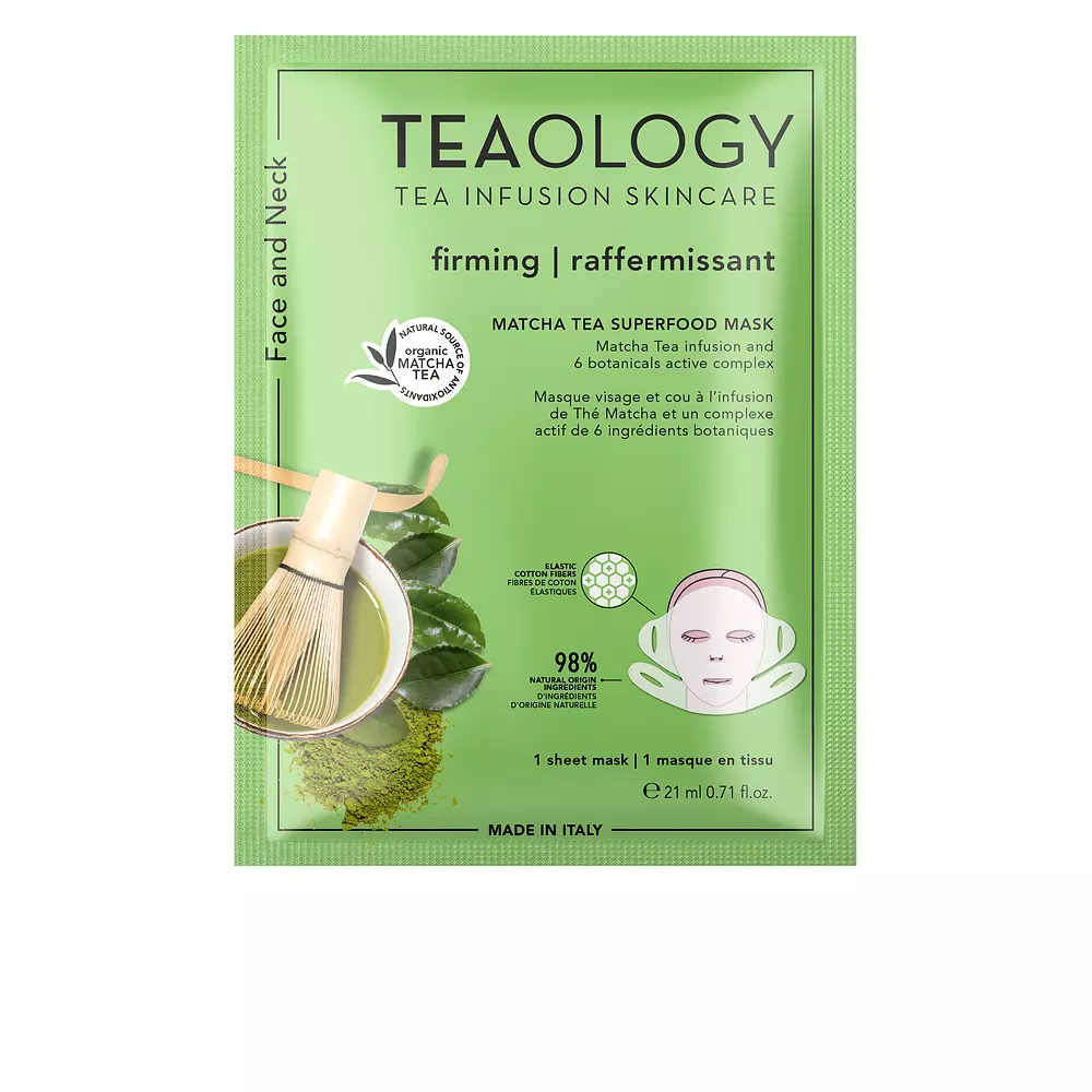 Mặt nạ siêu thực phẩm trà matcha Teaology cho mặt và cổ 10 teaology face and neck matcha tea superfood mask
