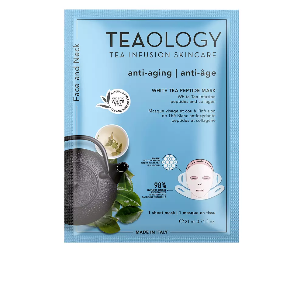 Mặt nạ peptide trà trắng Teaology cho da mặt và cổ 12 teaology face and neck white tea peptide mask