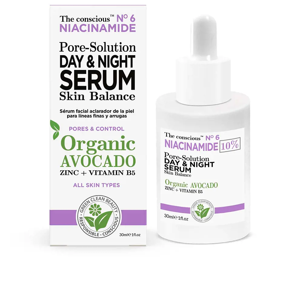 Serum kiềm dầu The Conscious™ NIACINAMIDE cho ngày và đêm 10 the conscious niacinamide pore solution day night serum organic avocado