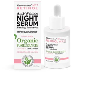 Flash effect Ăn chặt da & làm săn chắc The Conscious™ RETINOL anti-wrinkle night serum organic pomegranate