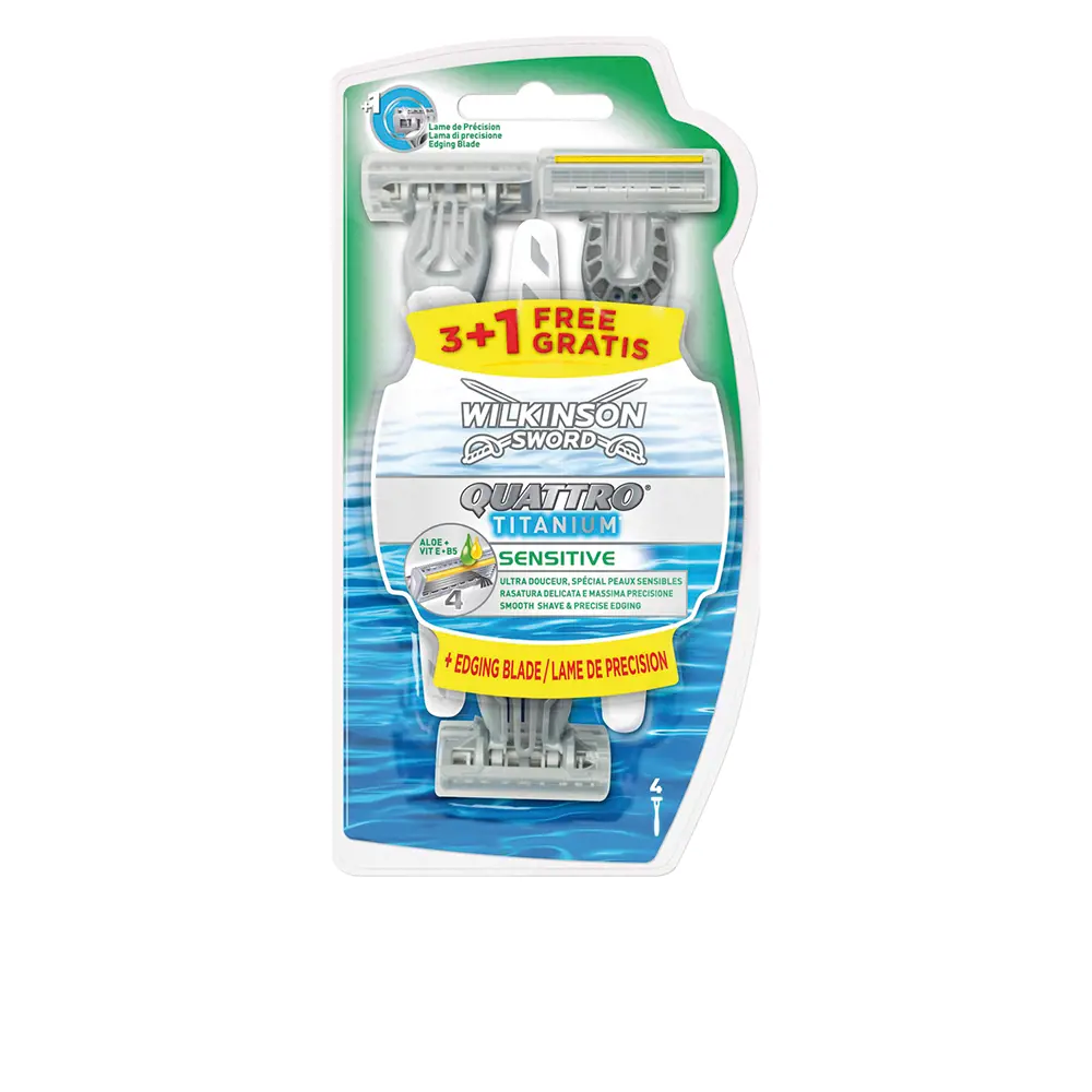 Dao cạo râu nhạy cảm Wilkinson Quattro Titanium dùng một lần 4 wilkinson quattro titanium sensitive maquinilla desechable